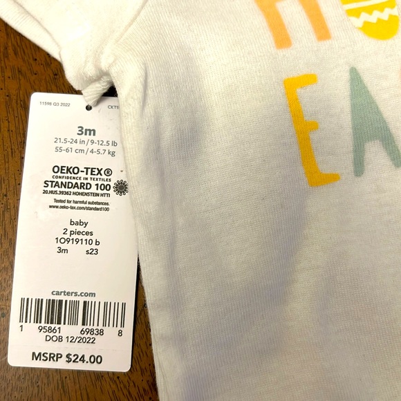 HOPPY EASTER Newborn 2 piece outfit * Short Sleeve Onesie * pair of Long Pants * - Picture 3 of 12